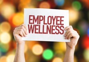 Employee Benefits placard with bokeh background